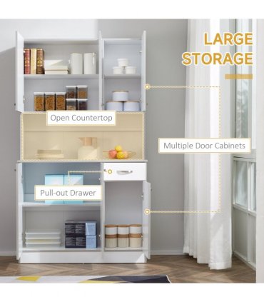 HOMCOM Freestanding Kitchen Cupboard, Storage Cabinet with Doors, Drawer