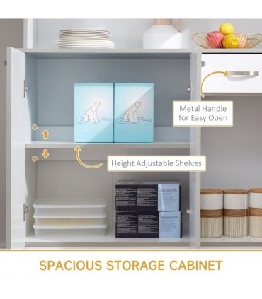 HOMCOM Freestanding Kitchen Cupboard, Storage Cabinet with Doors, Drawer