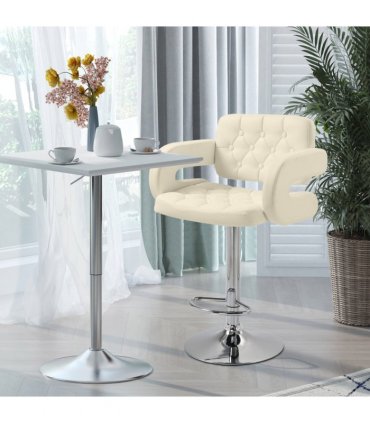 HOMCOM Adjustable Height Barstool Steel Pole PU Leather Bistro Home Kitchen