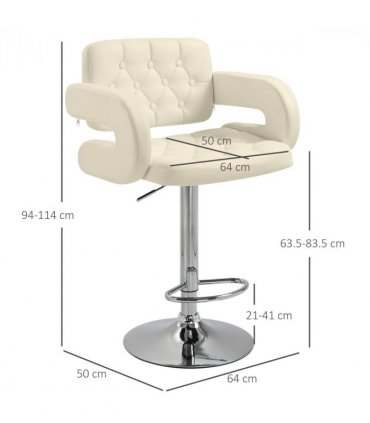 HOMCOM Adjustable Height Barstool Steel Pole PU Leather Bistro Home Kitchen