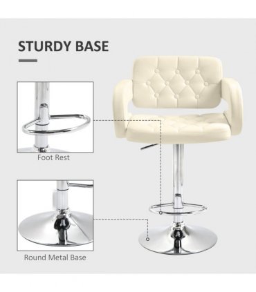 HOMCOM Adjustable Height Barstool Steel Pole PU Leather Bistro Home Kitchen