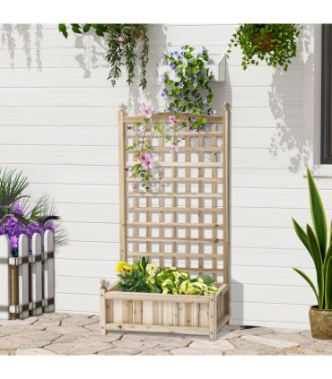 Raised Garden Bed Fir Wood Natural Garden Planters Indoor Outdoor Natural