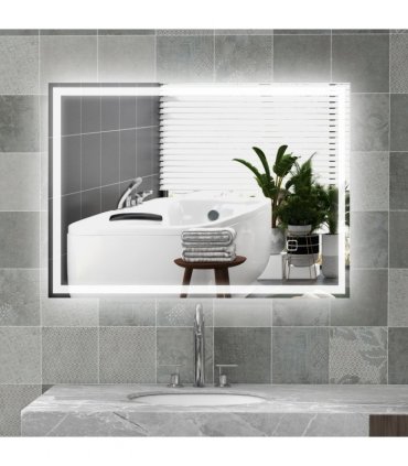 kleankin Illuminated Bathroom Mirror with LED Lights, 3 Colours, Defogging Film