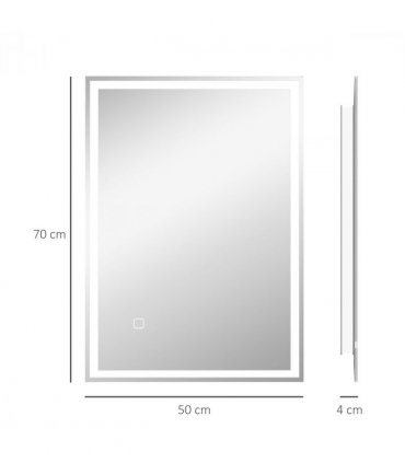 kleankin Illuminated Bathroom Mirror with LED Lights, 3 Colours, Defogging Film