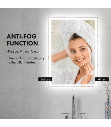 kleankin Illuminated Bathroom Mirror with LED Lights, 3 Colours, Defogging Film