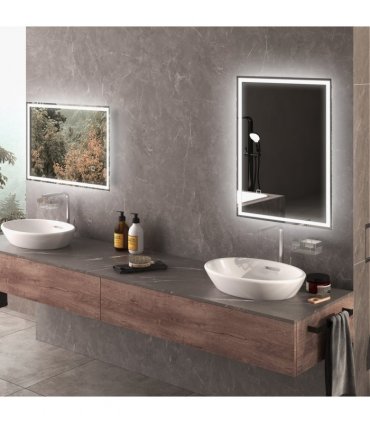 kleankin Illuminated Bathroom Mirror with LED Lights, 3 Colours, Defogging Film