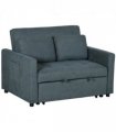 HOMCOM 2 Seater Sofa Bed Convertible Bed Settee with Cushions, Pockets, Grey