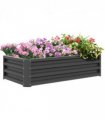Outsunny Raised Garden Bed Elevated Planter Box for Flowers Light Grey