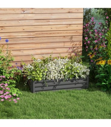 Outsunny Raised Garden Bed Elevated Planter Box for Flowers Light Grey