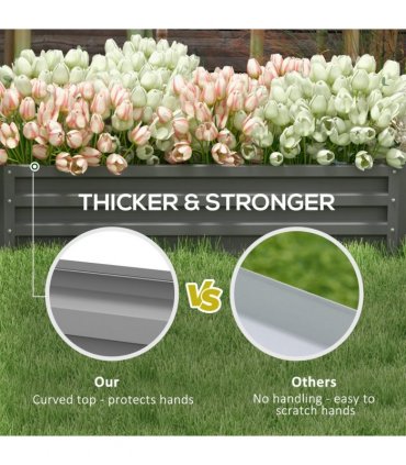 Outsunny Raised Garden Bed Elevated Planter Box for Flowers Light Grey