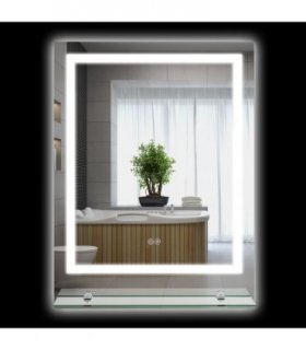 kleankin Dimmable Bathroom Mirror with LED Lights, 3 Colours, Defogging Film