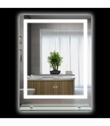 kleankin Dimmable Bathroom Mirror with LED Lights, 3 Colours, Defogging Film
