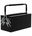 DURHAND 3 Tier Metal Toolbox with 5 Tray Carry Handle 45cmx22.5cmx34.5cm Black