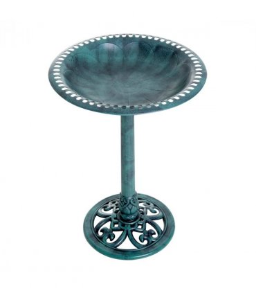 Outsunny 50cm Outdoor Bird Bath Fountain, Decrative Garden Feeder Stand Green