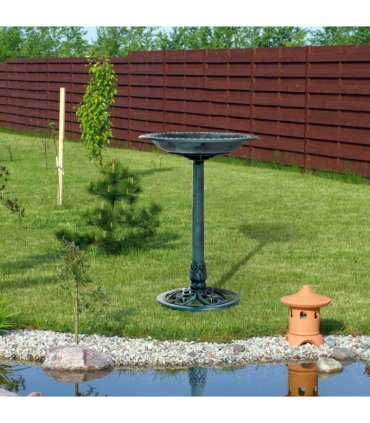 Outsunny 50cm Outdoor Bird Bath Fountain, Decrative Garden Feeder Stand Green