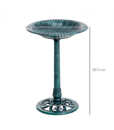 Outsunny 50cm Outdoor Bird Bath Fountain, Decrative Garden Feeder Stand Green