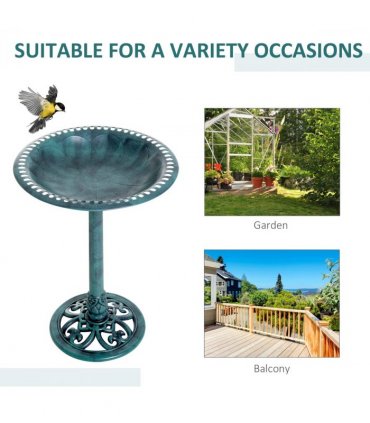 Outsunny 50cm Outdoor Bird Bath Fountain, Decrative Garden Feeder Stand Green