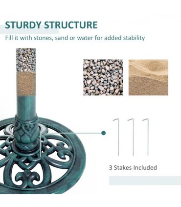 Outsunny 50cm Outdoor Bird Bath Fountain, Decrative Garden Feeder Stand Green