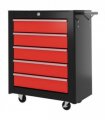 HOMCOM 5-Drawer Tool Chest Steel Lockable Tool Storage Cabinet w/ Wheels Red