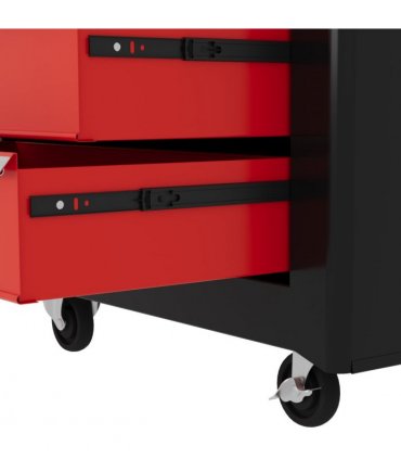 HOMCOM 5-Drawer Tool Chest Steel Lockable Tool Storage Cabinet w/ Wheels Red