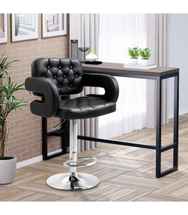 HOMCOM Adjustable Height Barstool Steel Pole PU Leather Bistro Home Kitchen
