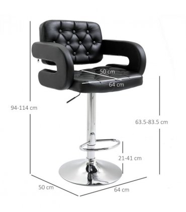 HOMCOM Adjustable Height Barstool Steel Pole PU Leather Bistro Home Kitchen