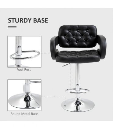HOMCOM Adjustable Height Barstool Steel Pole PU Leather Bistro Home Kitchen