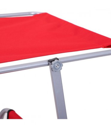 Outsunny Folding Chair Sun Lounger w/ Sunshade Garden Recliner Hammock Red