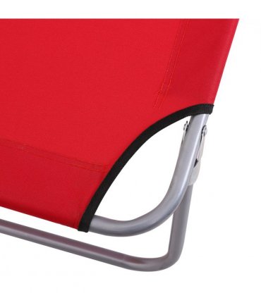 Outsunny Folding Chair Sun Lounger w/ Sunshade Garden Recliner Hammock Red