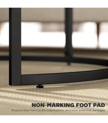 HOMCOM 2 Pcs Stacking Coffee Table Set Steel Frame Marble-Effect Top Foot Pads