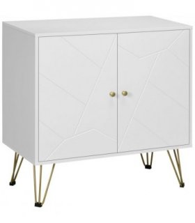 Freestanding Storage Cabinet White MDF Board 80W x 40D x 80H cm Stylish Look