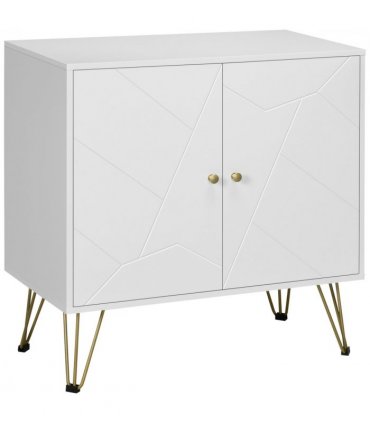 Freestanding Storage Cabinet White MDF Board 80W x 40D x 80H cm Stylish Look