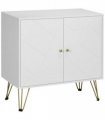 Freestanding Storage Cabinet White MDF Board 80W x 40D x 80H cm Stylish Look