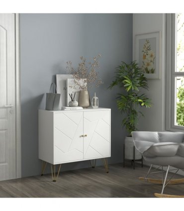 Freestanding Storage Cabinet White MDF Board 80W x 40D x 80H cm Stylish Look