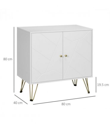 Freestanding Storage Cabinet White MDF Board 80W x 40D x 80H cm Stylish Look