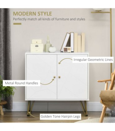 Freestanding Storage Cabinet White MDF Board 80W x 40D x 80H cm Stylish Look