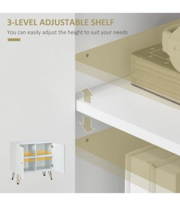 Freestanding Storage Cabinet White MDF Board 80W x 40D x 80H cm Stylish Look