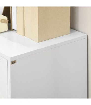 Freestanding Storage Cabinet White MDF Board 80W x 40D x 80H cm Stylish Look