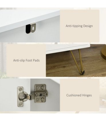 Freestanding Storage Cabinet White MDF Board 80W x 40D x 80H cm Stylish Look