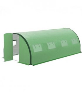 Outsunny Tunnel Greenhouse, Upgraded Structure, Hinged Doors, 6 x 3(m), Green