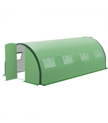 Outsunny Tunnel Greenhouse, Upgraded Structure, Hinged Doors, 6 x 3(m), Green