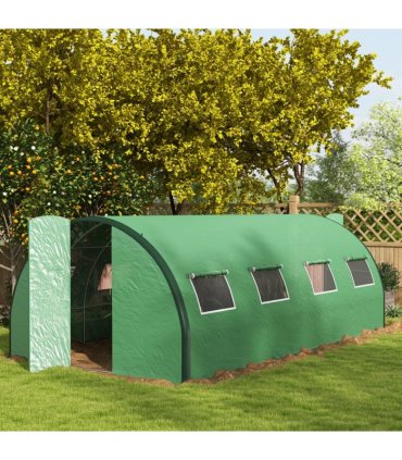 Outsunny Tunnel Greenhouse, Upgraded Structure, Hinged Doors, 6 x 3(m), Green