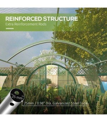Outsunny Tunnel Greenhouse, Upgraded Structure, Hinged Doors, 6 x 3(m), Green