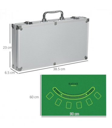 SPORTNOW 300-Piece Poker Chips Set w/ Mat, Aluminium Case, Two Decks of Cards