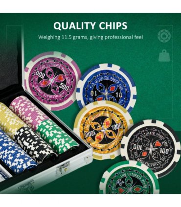 SPORTNOW 300-Piece Poker Chips Set w/ Mat, Aluminium Case, Two Decks of Cards