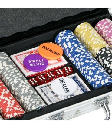 SPORTNOW 300-Piece Poker Chips Set w/ Mat, Aluminium Case, Two Decks of Cards