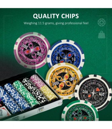 SPORTNOW 500-Piece Poker Chips Set w/ Mat, Aluminium Case, Two Decks of Cards