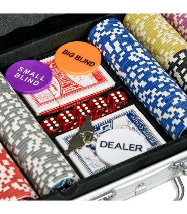 SPORTNOW 500-Piece Poker Chips Set w/ Mat, Aluminium Case, Two Decks of Cards
