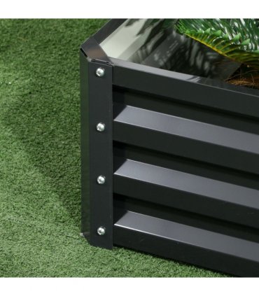Outsunny 2 Tier Galvanised Raised Garden Bed Planter Box Open Bottom Dark Grey