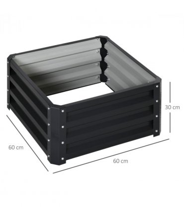 Outsunny Set of 2 Raised Garden Bed Galvanised Planter Box Easy Setup Grey